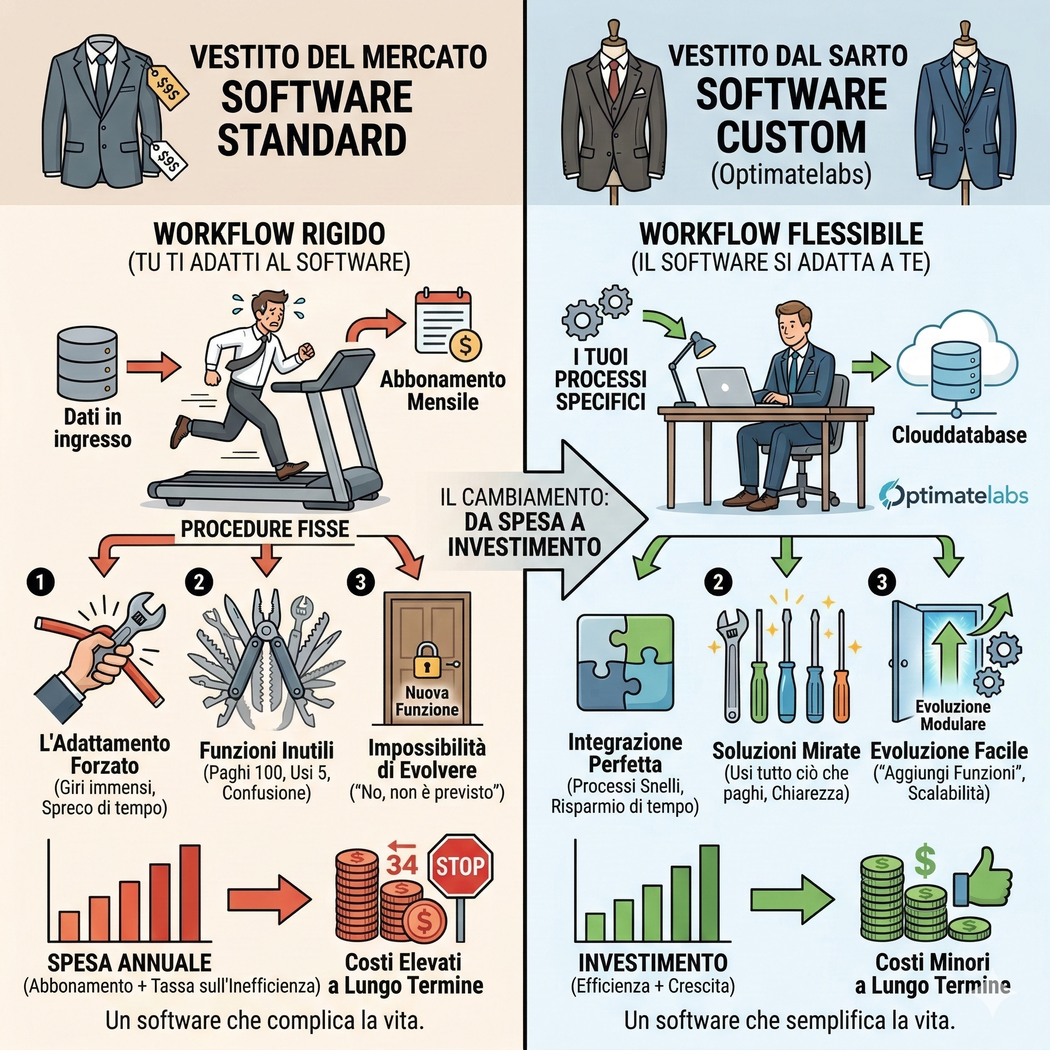 Software Su Misura vs Standard: Perché risparmiare oggi ti costa il doppio domani